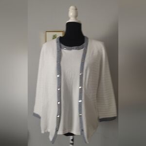 Alfred Dunner White Cardigan Two On One New